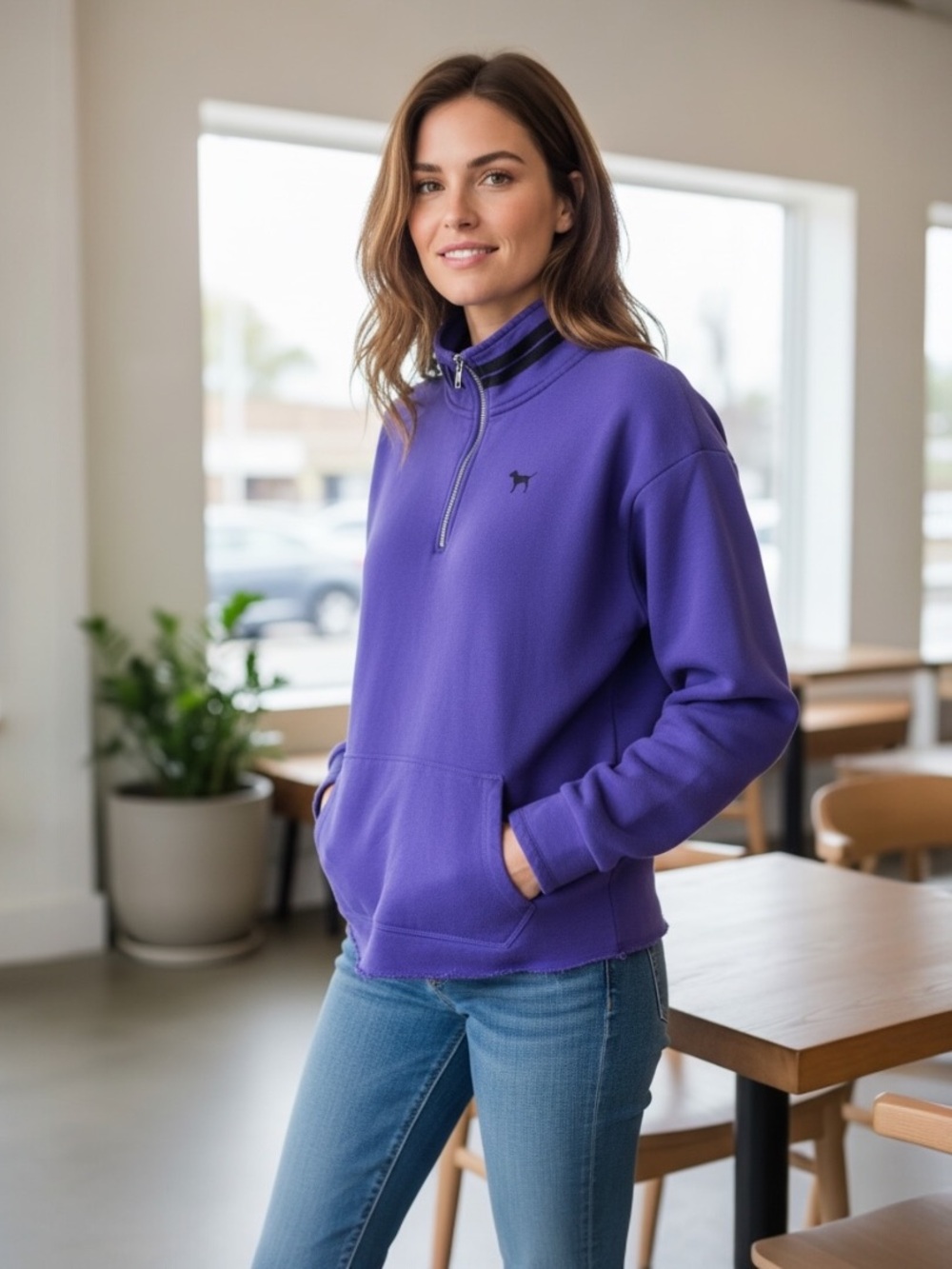 Victoria's Secret PINK Royal Purple Half-Zip Pullover